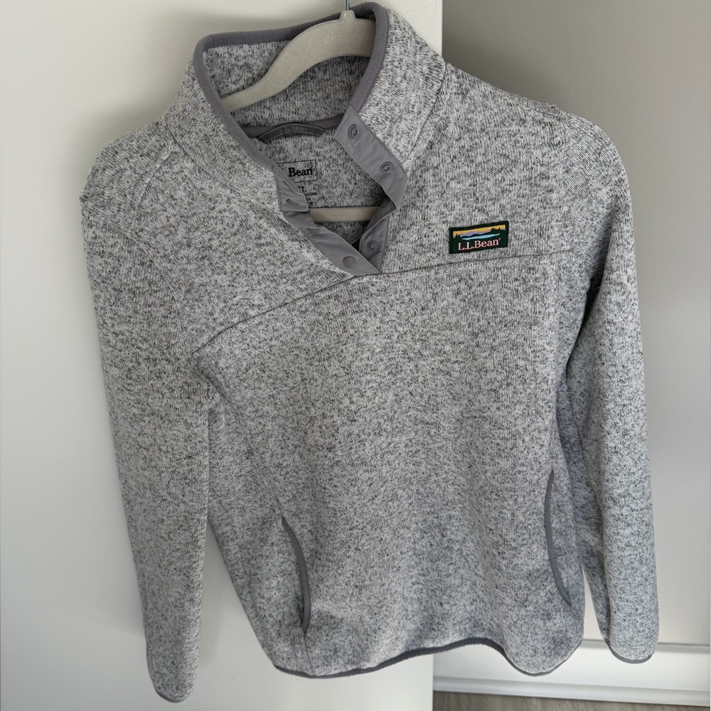 L.L. Bean Gray Heather Snap Pullover Fleece – Small Petite
